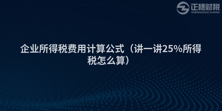 企业所得税费用计算公式（讲一讲25%所得税怎么算）