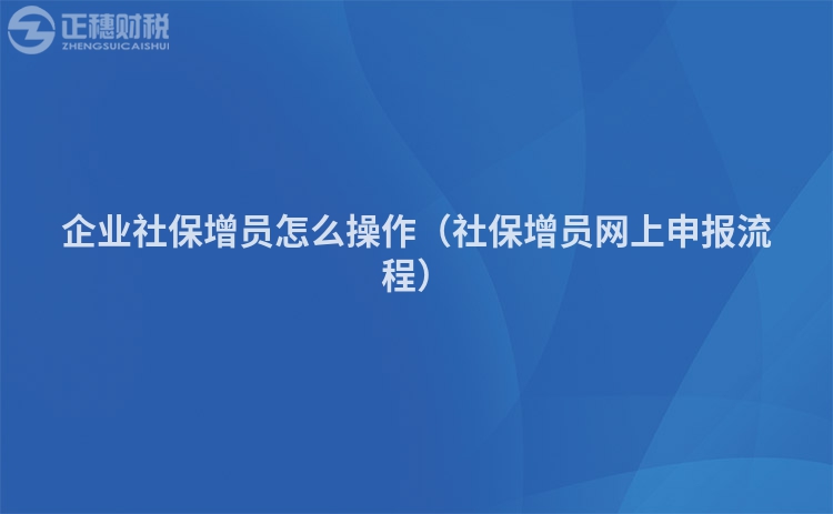 企业社保增员怎么操作（社保增员网上申报流程）